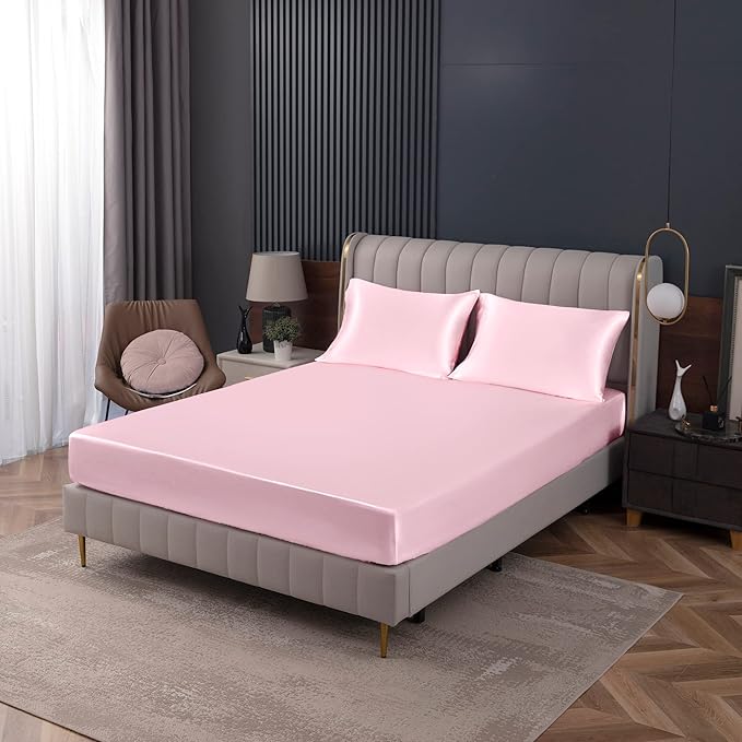 Homiest Blush Pink Satin Fitted Sheet - Image 8
