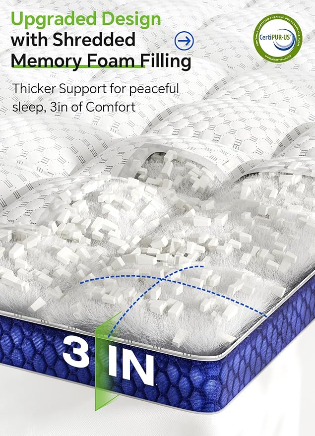BEDELITE King Mattress Topper 3 Inch Thick Mattress Pad, Plush Pillow Top Bed - Image 3