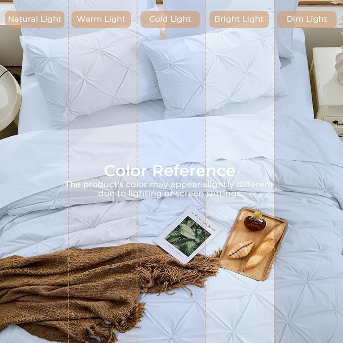 Sasttie King Size Comforter Set, 7-Piece Bed in a Bag, Pintuck Bedding Sets - Image 8