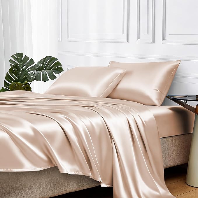 MR&HM Satin Bed Sheets, King Size Sheets Set by MRHM