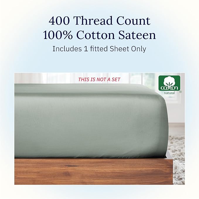 California Design Den Twin XL Bed Fitted Sheet, Soft 400 Thread Count 100% - Image 3