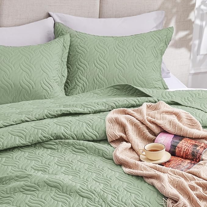 Love's cabin Quilts for Queen Bed Sage Bedspreads Bedding Set - Image 7