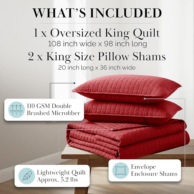 Southshore Fine Living, Inc. Red Quilt King Size Set - Image 2