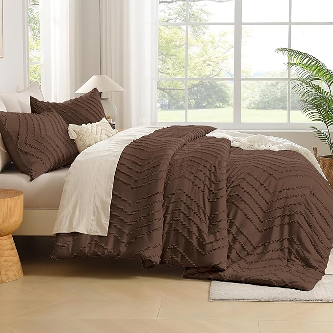 Andency Brown Comforter Set King Size, Boho Soft Warm Tufted Bedding Comforter - Image 7