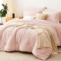 CozyLux Queen Comforter Set Blush Pink Seersucker 7 Pieces Bed in a Bag Queen by CozyLux