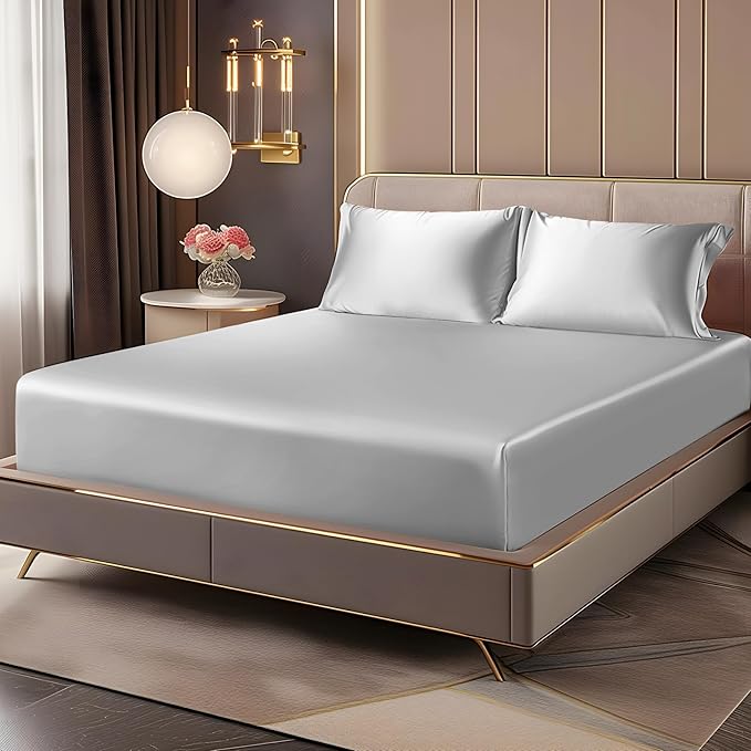 BEDELITE Satin Fitted Sheet and Pillowcase Set, Luxury Soft Similar to Silk by BEDELITE