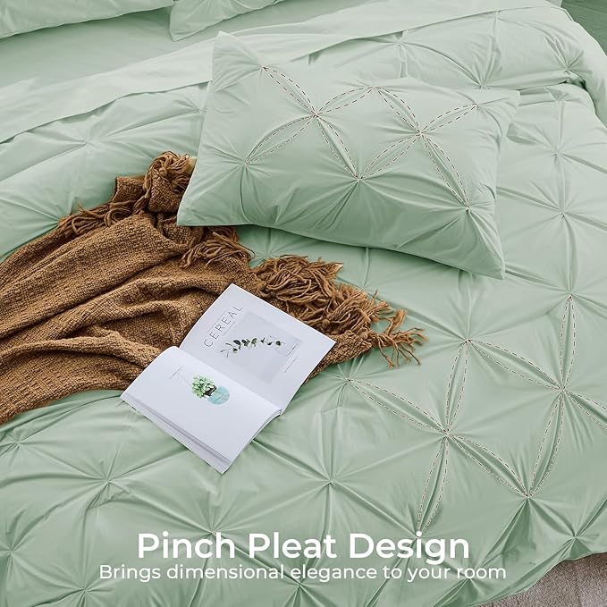 Sasttie Twin Comforter Set, 5-Piece Bed in a Bag, Pintuck Bedding Sets - Image 4