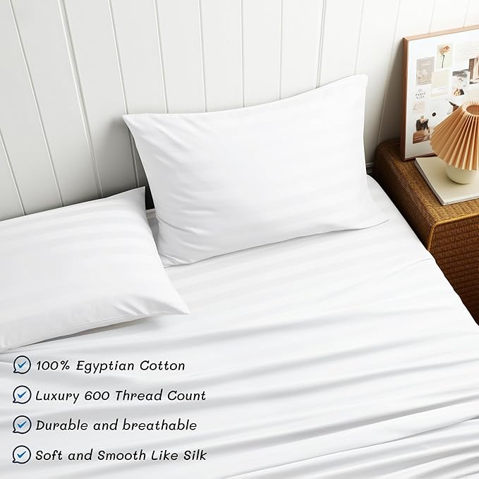 Cotton Flat Sheets Only, 600 TC 100% Cotton Flat Sheet Top Sheet Only, Cal King - Image 4