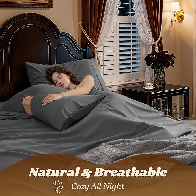 LBRO2M 1000 Thread Count 100% Egyptian Cotton Sheets Set, Full Size Bed Sheet 4 - Image 5