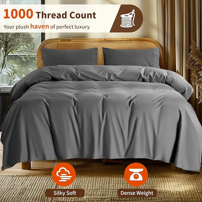 LBRO2M Split King Sheet Sets for Adjustable Bed 1000 Thread Count 100% Egyptian - Image 2