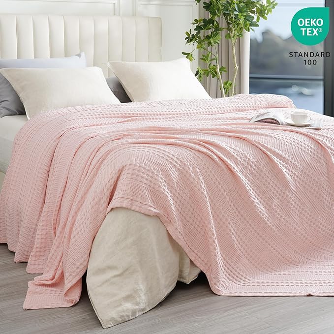 PHF Cooling Waffle Blanket Twin Size, Lightweight 60% Rayon from Bamboo & 40% - Image 3