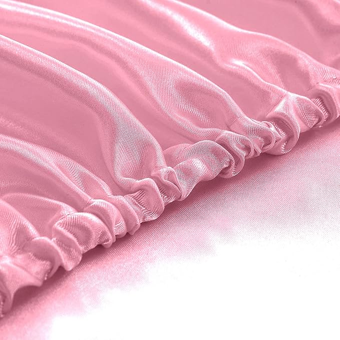 Homiest Pink Satin Fitted Sheet Twin Size, Deep Pocket, Luxury & Ultra Soft - Image 4