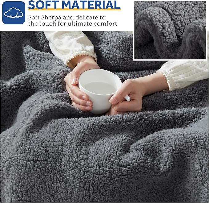 SEALY Electric Blanket Twin Size, Soft Sherpa Heated Blanket Single Control - Image 7