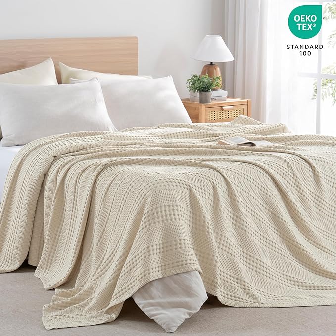 PHF Cooling Waffle Blanket Queen Size, Lightweight 60% Rayon from Bamboo & 40% - Image 4