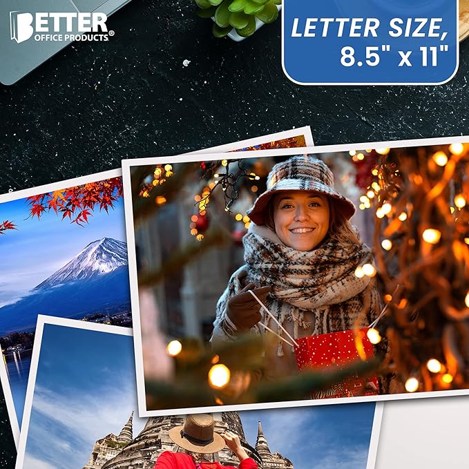 Better Office Products Glossy Photo Paper, 8.5 x 11 Inch, 30 Sheets, 200 gsm, Letter Size, 30-Count Pack-DeskoryOffice