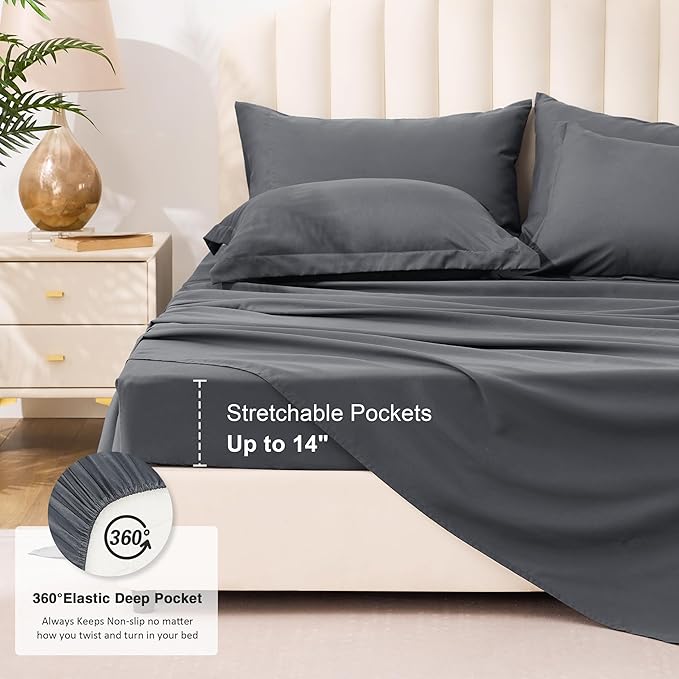 Love's cabin Queen Comforter Set Soot Grey, 7 Pieces Queen Bed in a Bag - Image 6