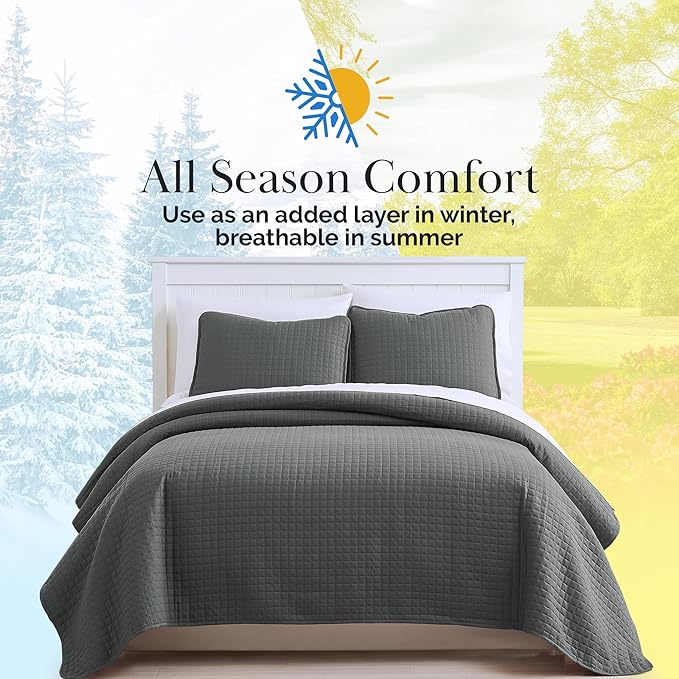 Southshore Fine Living, Inc. Twin Summer Quilts Set, Quilted Grey Bedspread - Image 9