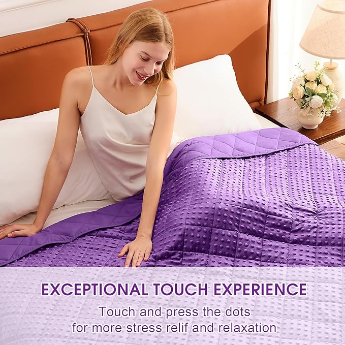 Purple Weighted Blanket for Adults 20lbs, Twin Full Size Cooling Minky Heavy - Image 3