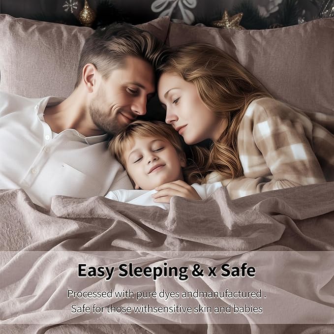 LBRO2M 100% Pure Linen Sheet Set Deep Pocket Up to 16" Bed Sheets Sets - Image 4