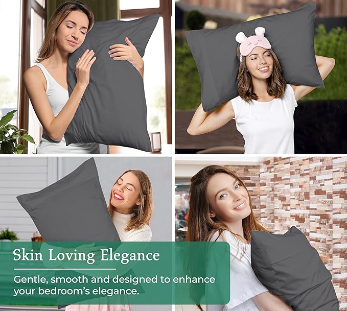 Royale Linens Grey Pillowcase Set Of 12 - Image 3