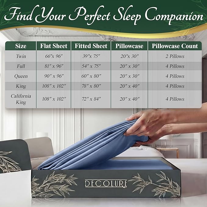 DECOLURE 100% Viscose Derived from Bamboo Sheets Twin Size - Image 8