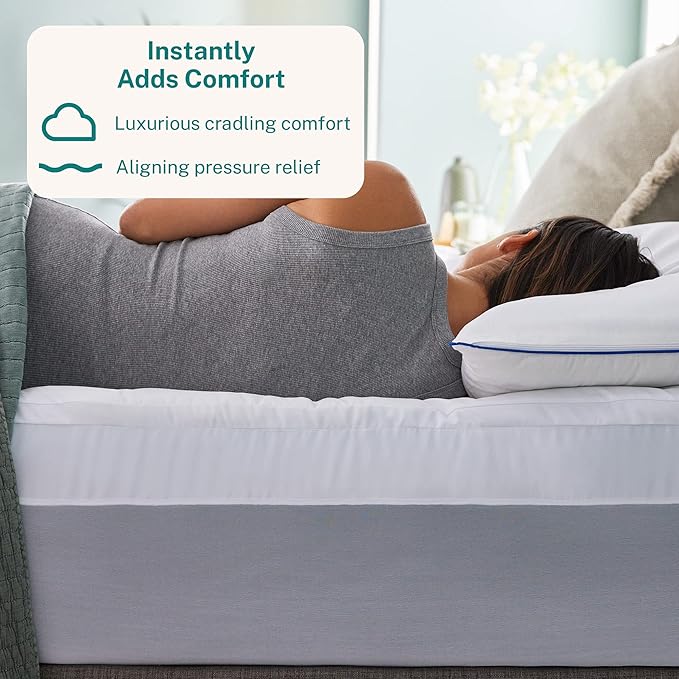 Sleep Innovations Dual Layer 4 Inch Memory Foam Mattress Topper, Queen Size - Image 2