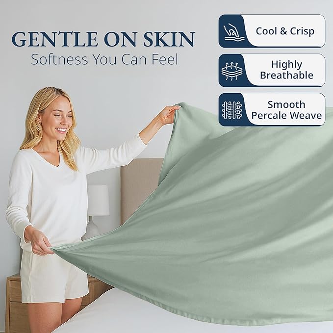 Lane Linen 100% Organic Cotton King Size Flat Sheet Only - Image 3