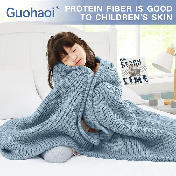 Guohaoi Knitted Weighted Blanket Kids No Beads Cooling Heavy Blanket, Home - Image 7