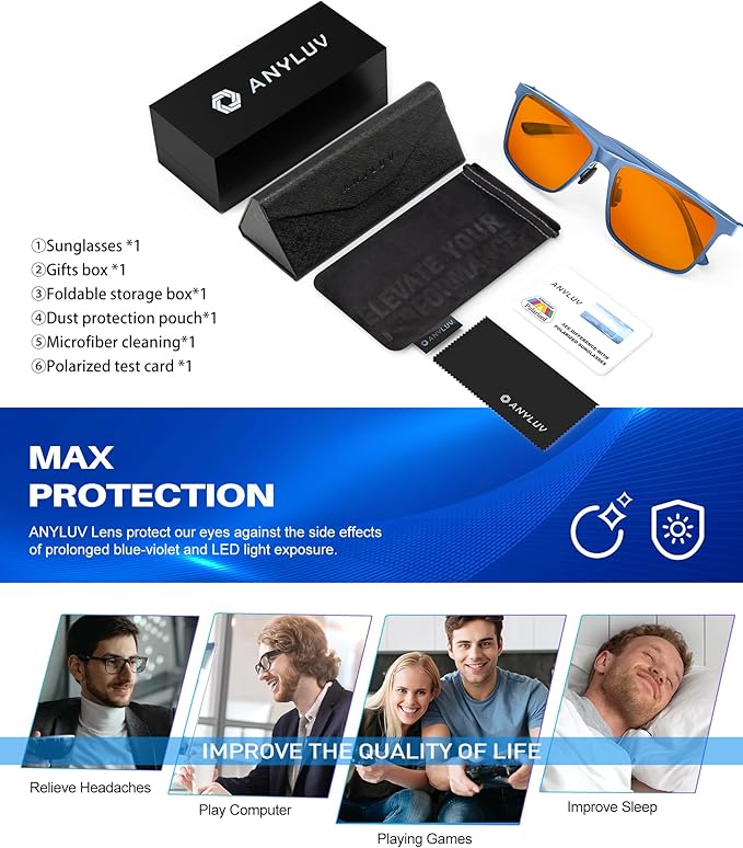 ANYLUV Blue Light Glasses Men, Relieve Eyestrain and Eye Protection, Al-Mg - Image 7