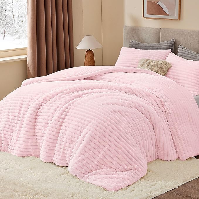 BEDELITE Fleece Twin Comforter Set -Super Soft & Warm Fluffy Cherry Blossom - Image 2