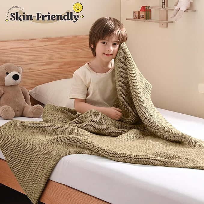 Guohaoi Knitted Weighted Blanket Kids No Beads Cooling Heavy Blanket, Home - Image 2