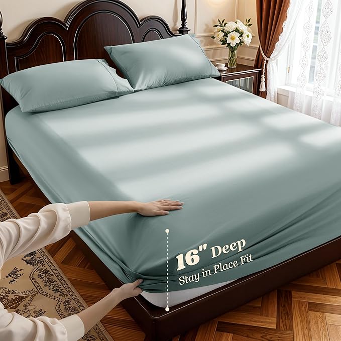 LBRO2M 1000 Thread Count 100% Egyptian Cotton Sheets Set King, 4 Piece Sets Bed - Image 4