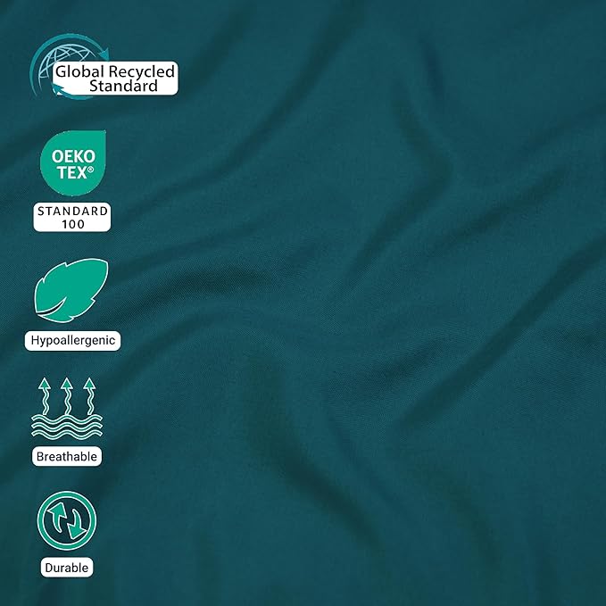 ZPECC Queen Flat Sheet Only 1 Pack, Durable Teal Top Bed Sheets Hypoallergenic - Image 2