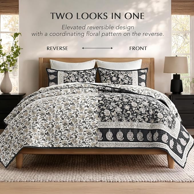 EverGrace Cotton Quilt Set Queen Size, 100% Cotton Reversible Lightweight - Image 4