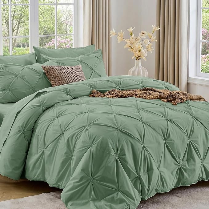 Sasttie Full Size Comforter Set, 7-Piece Bed in a Bag Double, Pintuck Bedding by SASTTIE