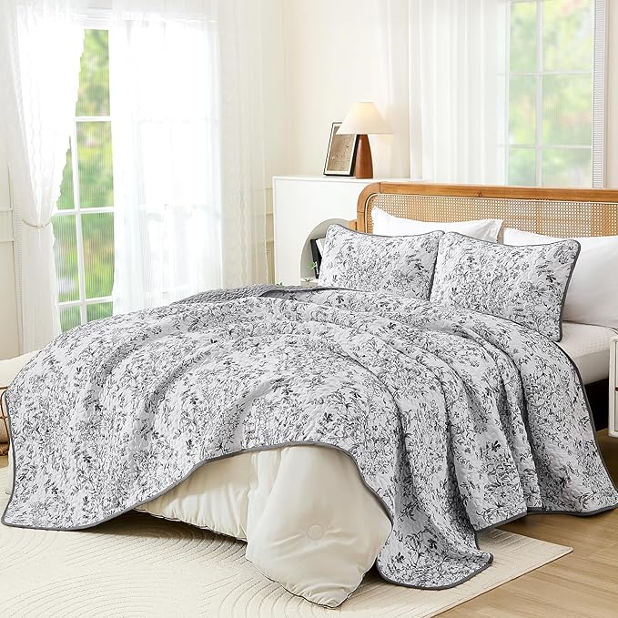 WONGS BEDDING Quilt King Size, Botanical Quilt - Image 2