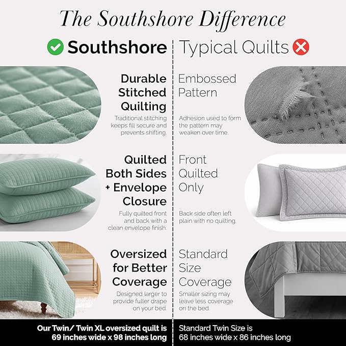 Southshore Fine Living, Inc. Twin Quilt Coverlet Bedding Set, Soft Brushed - Image 4