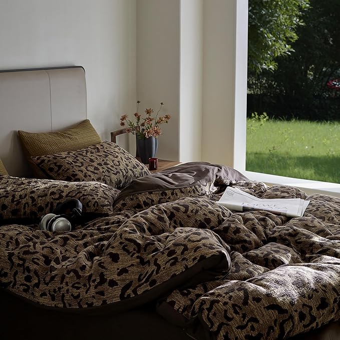 mixinni Leopard Duvet Cover Full Size Yarn-Dyed Leopard Print Jacquard Cotton - Image 6