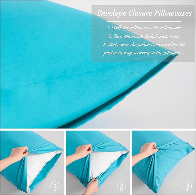 NTBAY Body Pillow Cases Set of 2, 2 Pack Brushed Microfiber 20x54 Pillow Cases - Image 2