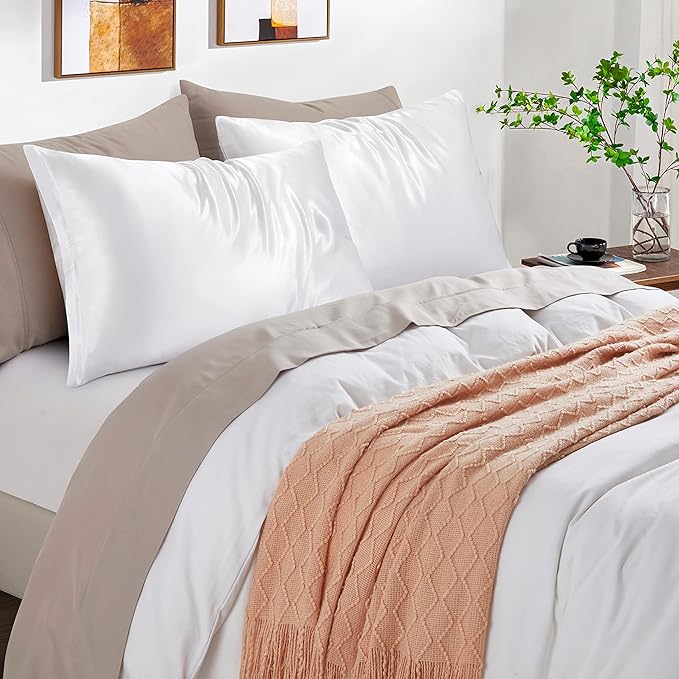 Satin Pillowcases with Zipper （20x30）, Queen Size Pillowcases Set of 2 - Image 2