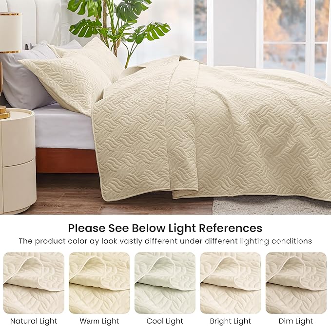 Love's cabin King Size Quilt Bedding Set Camel Bedspreads - Image 5