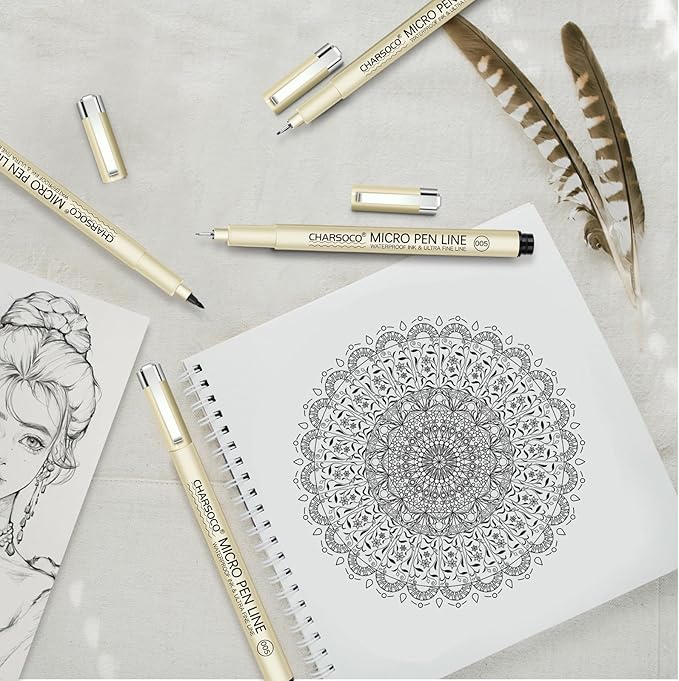 04 Micro Pen, Black Fine Point Pen with Waterproof Archival Ink, 0.4mm Fineliner Ink Pens for Artist Illustration, Sketching, Anime, Manga, Technical Drawing and Scrapbooking-DeskoryOffice