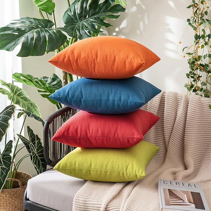 MIULEE Pack of 2 Decorative Outdoor Solid Waterproof Throw Pillow Covers Euro - Image 7