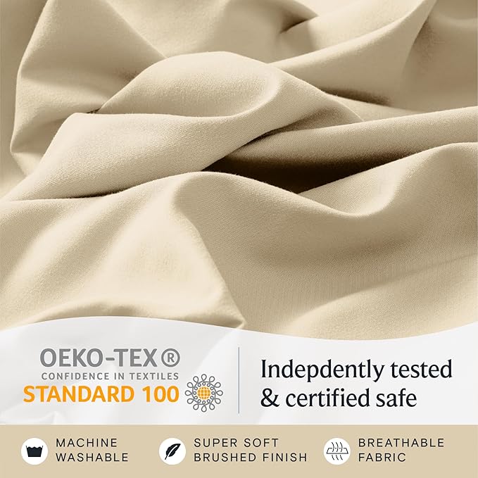 LuxClub 4 PC Full Sheet Set, Deep Pockets Wrinkle Free Cooling Bed Sheets Hotel - Image 5