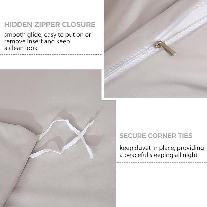 JSD Light Grey Duvet Cover Set King Size, 3 Piece Duvet Cover - Image 3