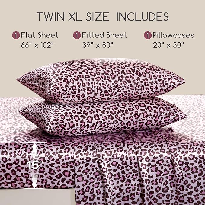 MR&HM Satin Sheets with Elastic Corner Straps, Twin XL Size 3-Piece Silky - Image 2