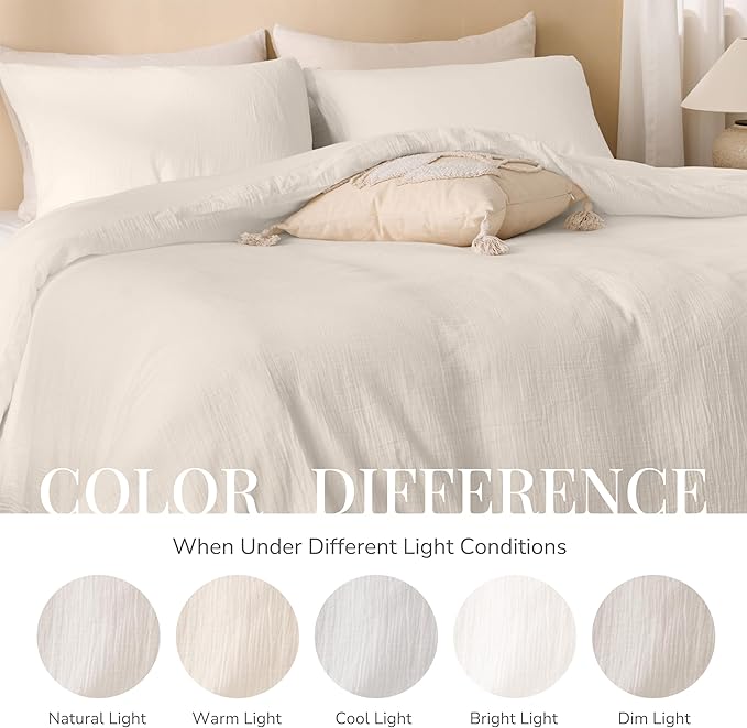 Ivory White Twin Duvet Cover, 100% Sandwashed Cotton Soft Twin Size Duvet Cover - Image 8