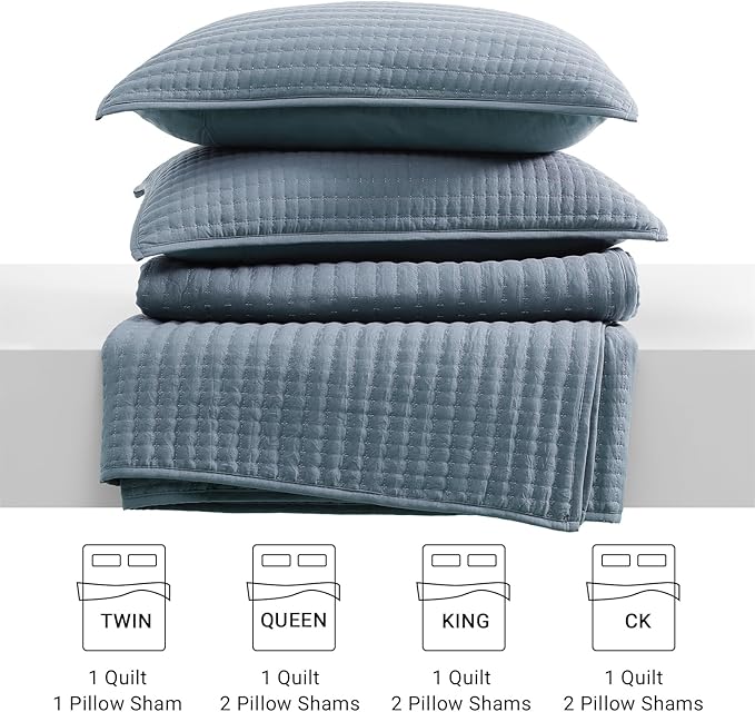 WRENSONGE Queen Quilt-3 Pieces Lightweight Bedspreads Oxford Blue Queen Size - Image 8