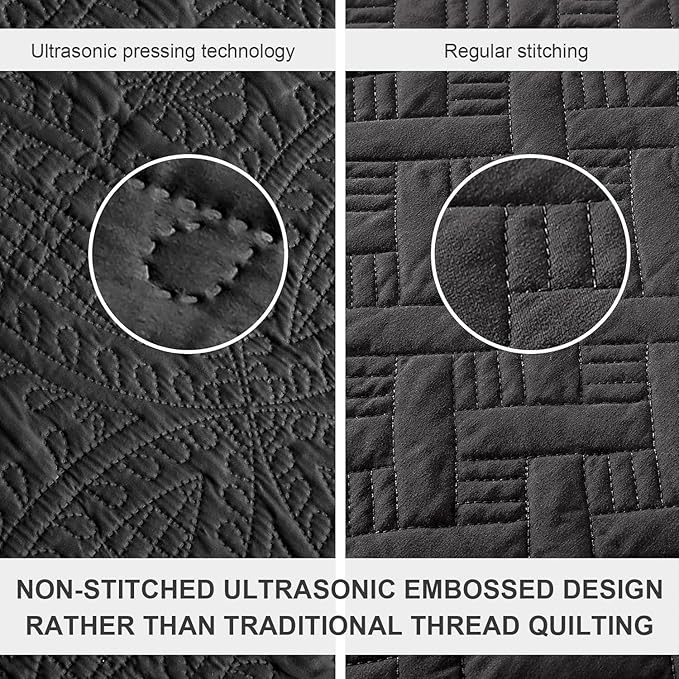 Love's cabin Oversized King Size Quilt Bedding Set Black Bedspreads - Image 3