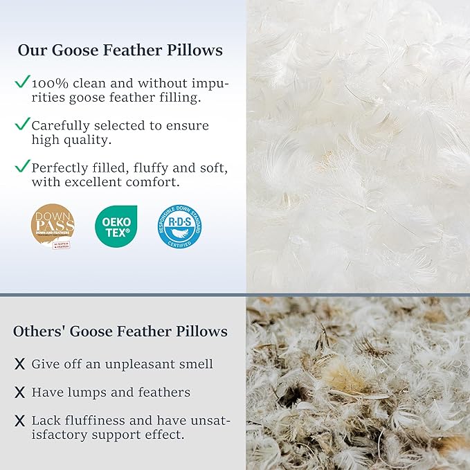 COZSINOOR Goose Feather Pillows King Size Set of 2 - Image 6